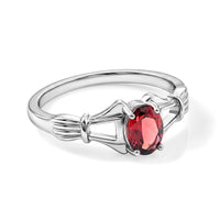 Simulated Red Diamond Oval Solitaire Ring in Sterling Silver (Size 8.0)