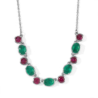 EverTrue Emeraldine Quartz, Lab Grown Ruby Necklace (18 Inches) in Platinum Bond with Stainless Steel 11.10 ctw