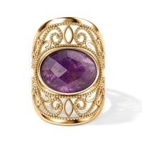 Purple Amethyst Oval Ring in Goldtone (Adjustable) 5ctw