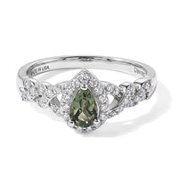 D''Joy Natural Green Apatite, White Zircon Ring in Rhodium Over Sterling Silver (Size 10.0) 0.85 ctw