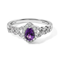 D''Joy Moroccan Amethystn and White Zircon 0.85 ctw Ring in Rhodium Over Sterling Silver (Size 10.0)