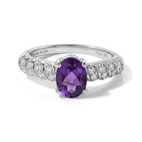 D''Joy African Amethyst and White Zircon 1.50 ctw Ring in Rhodium Over Sterling Silver (Size 10.0)