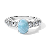 D''Joy Larimar and White Zircon 1.85 ctw Ring in Rhodium Over Sterling Silver (Size 10.0)