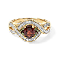 D''Joy AAA Red Zircon and Multi Gemstone 1.30 ctw Ring in 18K Vermeil Yellow Gold Over Sterling Silver (Size 10.0)