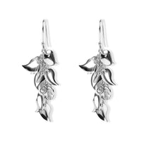 Leaf Drop Earrings in Silvertone