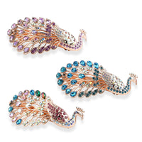 Set of 3 Multi Color Peacock Hair Pins with Rhinestone Decoration