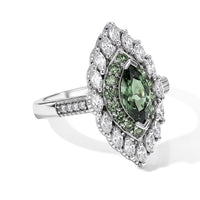 D''Joy Premium Natural Green Apatite, Moissanite Ring in Rhodium Over Sterling Silver (Size 7.0) 1.30 ctw