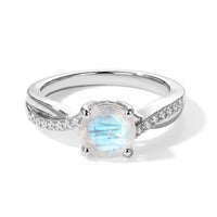 D''Joy Rainbow Moonstone and White Zircon 1.50 ctw Ring in Rhodium Over Sterling Silver (Size 10.0)