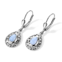 D''Joy Oregon Blue Opal 0.70 ctw Earrings in Rhodium Over Sterling Silver