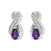 D''Joy African Amethyst and White Zircon 0.50 ctw Solitaire Stud Earrings in Rhodium Over Sterling Silver