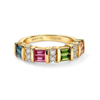 D''Joy Premium Multi Tourmaline and Moissanite 1.35 ctw Ring in 18K Vermeil Yellow Gold Over Sterling Silver (Size 10.0)