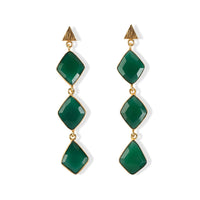 Green Onyx Drop Earrings in Goldtone 27.5ctw