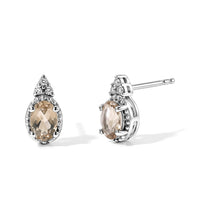 D''Joy Yellow Scapolite and White Zircon 0.90 ctw Solitaire Stud Push Post Earrings in Rhodium Over Sterling Silver