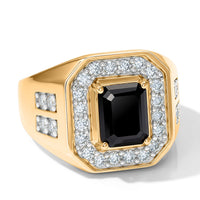 D''Joy Black and White Moissanite (Oct 9x7mm) Men''s Ring in 18K Vermeil YG Over Sterling Silver (Size 10.0) 3.35 ctw