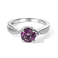 D''Joy Purple Fluorite and White Zircon 1.70 ctw Ring in Rhodium Over Sterling Silver (Size 10.0)