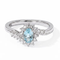 D''Joy Mint Apatite and White Zircon 0.85 ctw Ring in Rhodium Over Sterling Silver (Size 10.0)