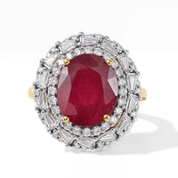 D''Joy Premium Niassa Ruby (FF), Moissanite Ring in 18K Vermeil YG Over Sterling Silver (Size 6.0) 8.25 ctw