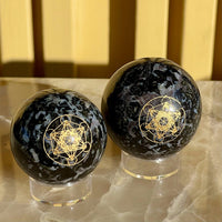 Metatrons Cube Engraved Merlinite Sphere