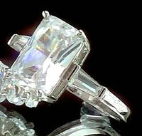 Simulated Diamond Ring in Silvertone