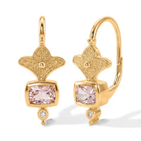 D''Joy Rachel Roy Premium Pink Morganite, White Zircon Earrings in 18K Vermeil YG Over Sterling Silver 1.75 ctw