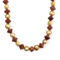 EverTrue Yellow Pearl (D) and Gold Sandstone 120.00 ctw Necklace in Platinum Bond 18-19 Inches