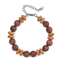 EverTrue Poppy and Camel Jasper 140.00 ctw Bracelet in Stainless Steel (7.25-9.25In)