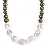 EverTrue Austrian Crystal and Green Pearl (D) Necklace (18-19 Inches) in Platinum Bond