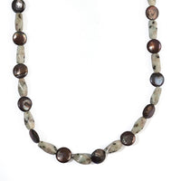 EverTrue Peacock Pearl and Green Kiwi Jasper 110.00 ctw Necklace in Platinum Bond 18 Inches