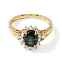 D''Joy Premium Green Sapphire and Moissanite 2.30 ctw Ring in 18K Vermeil Yellow Gold Over Sterling Silver (Size 10.0)