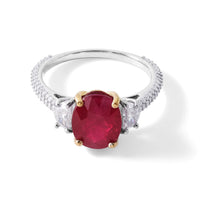 D''Joy AAA African Ruby, Moissanite Ring in Rhodium Over Sterling Silver (Size 10.0) 5.00 ctw