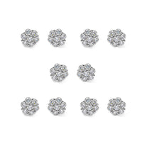 Simulated Diamond Set of 5 Stud Earrings in Silvertone 5ctw