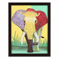 Handcrafted Multi Color Gemstone Elephant Wall Painting