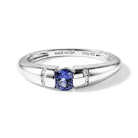 D''Joy Tanzanite and White Zircon 0.50 ctw Ring in Rhodium Over Sterling Silver (Size 10.0)