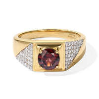 D''Joy AAA Red Zircon and Moissanite 2.30 ctw Men''s Ring in 18K Vermeil Yellow Gold Over Sterling Silver (Size 10.0)