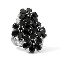 EverTrue Thai Black Spinel and White Zircon 17.60 ctw Ring in Platinum Bond (Size 10.0)