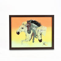 Handcrafted Multi Color Gemstone Horse Wall Painting