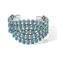 Blue Howlite Cactus Blooms Bangle Bracelet in Silvertone (7.5 In) 25.00 ctw