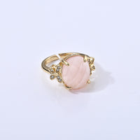 Rose Quartz and Simulated Diamond 13.01 ctw Ring in Goldtone (Adjustable)