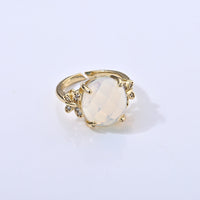 Opalite and Simulated Diamond 13.01 ctw Ring in Goldtone (Adjustable)