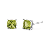 D''Joy Hebei Peridot 1.20 ctw Solitaire Stud Earrings in Rhodium Over Sterling Silver
