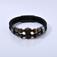 Green Aventurine 50.00 ctw Leather Bracelet in ION Plated Black Stainless Steel (8.50 In)