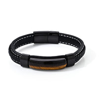 African Amethyst 20.00 ctw Leather Bracelet in ION Plated Black Stainless Steel (8.50 In)