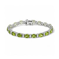 D''Joy Premium Hebei Peridot and Moissanite 19.00 ctw Bracelet in Rhodium Over Sterling Silver (7.25 In)
