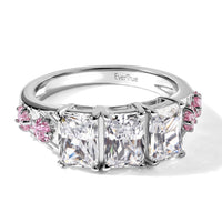 Simulated White and Pink Diamond Ring in Platinum Bond (Size 10.0)