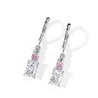 EverTrue Simulated White and Pink Diamond Lever Back Earrings in Platinum Bond