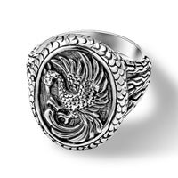 D''Joy Bali Legacy Oval Pheonix Ring in Sterling Silver (Size 8.0) 10.20 Grams