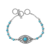 D''Joy Passport to Turkey Artisan Crafted Sleeping Beauty Turquoise, Blue Turquoise Bracelet in Sterling Silver (7.25-8.25In) 9.90 ctw