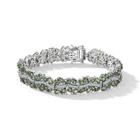 D''Joy Premium Tanzanian Natural Green Apatite, Moissanite Bracelet in Rhodium Over Sterling Silver (7.25 In) 17.00 ctw