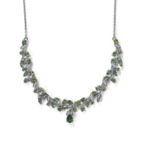 D''Joy Premium Tanzanian Natural Green Apatite, Moissanite Necklace (18 Inches) in Rhodium Over Sterling Silver 7.70 ctw