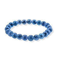 Blue Chalcedony Beaded Stretch Bracelet (6.25-6.75In) 80.00 ctw
